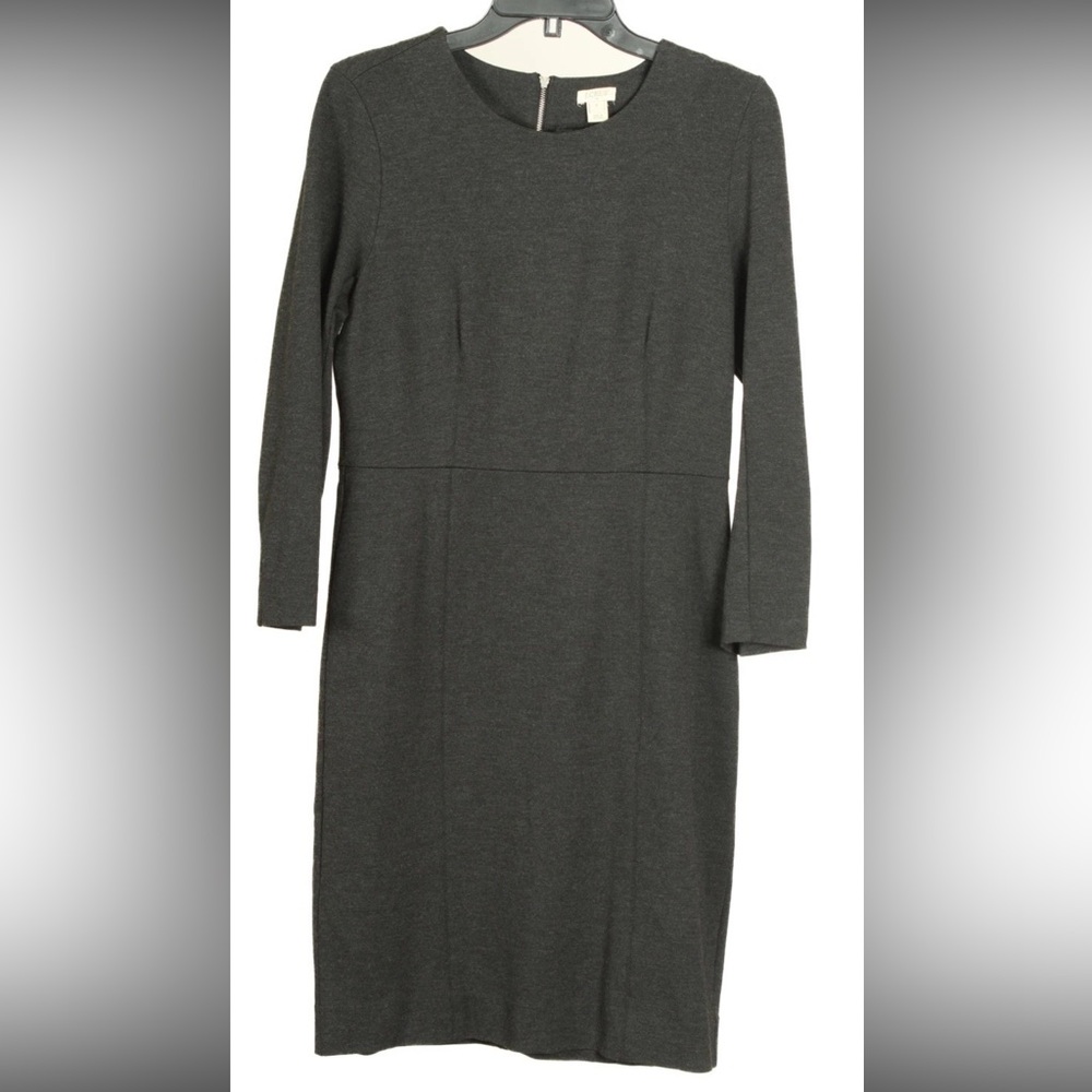 J. Crew Dress Women’s 8 Gray Sheath 3/4 Sleeve Stretch Exposer Zipper